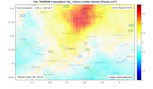 Map Tropospheric NO2 over Ghent and surroundings