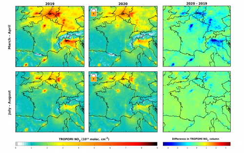 Concentrations de dioxyde d'azote en Europe
