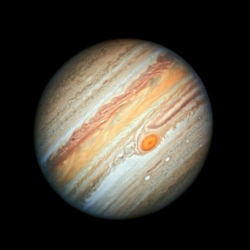 Jupiter oranje en bruine kleuren in de atmosfeer