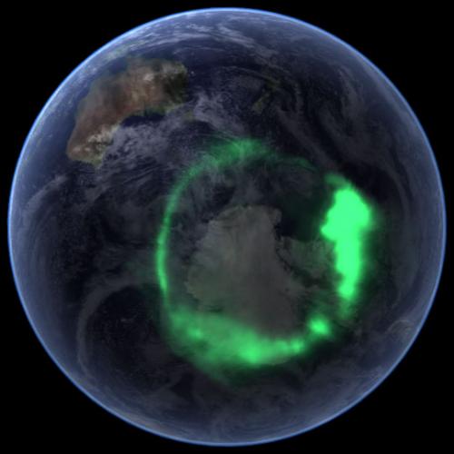 Poollichtovaal pool Aarde gezien vanuit de ruimte